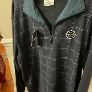 NWT HAGGAR Mens Mock CrewNeck Long Sleeve Qtr Zip Sweater Charcoal Gray XL